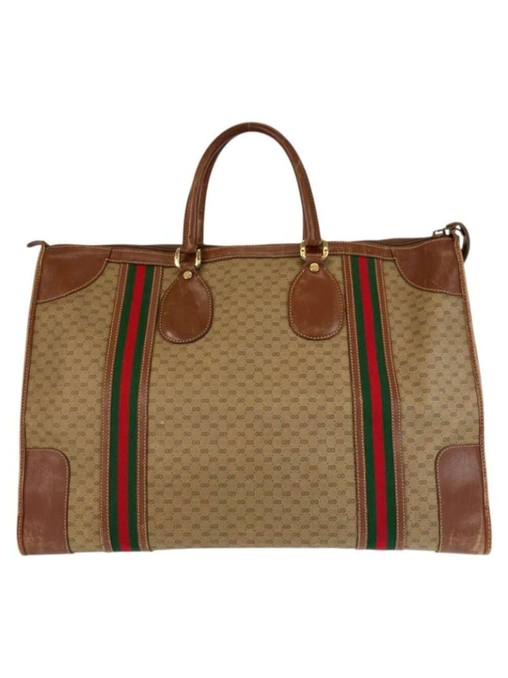 Gucci Vintage Micro GG Sherry Line Brown Boston Bag - Picture 2 of 9